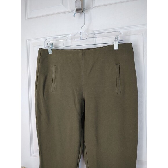 Chico's Size 1 Ankle Women's Medium Pull On Pants Olive Green Faux Pockets - Picture 2 of 6